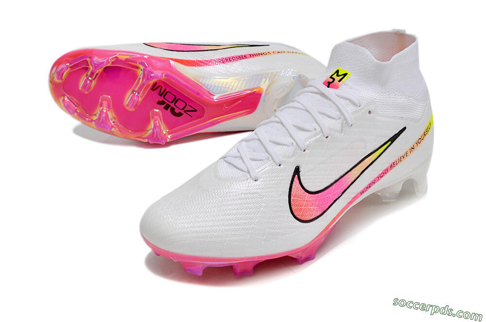 Nike Air Zoom Mercurial Superfly 9 Elite FG High-Tops Football Boots - White/Pink/Black 3