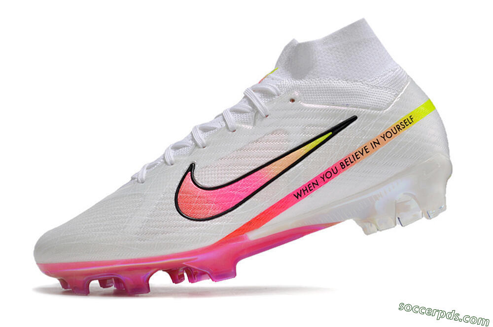 Nike Air Zoom Mercurial Superfly 9 Elite FG High-Tops Football Boots - White/Pink/Black 5