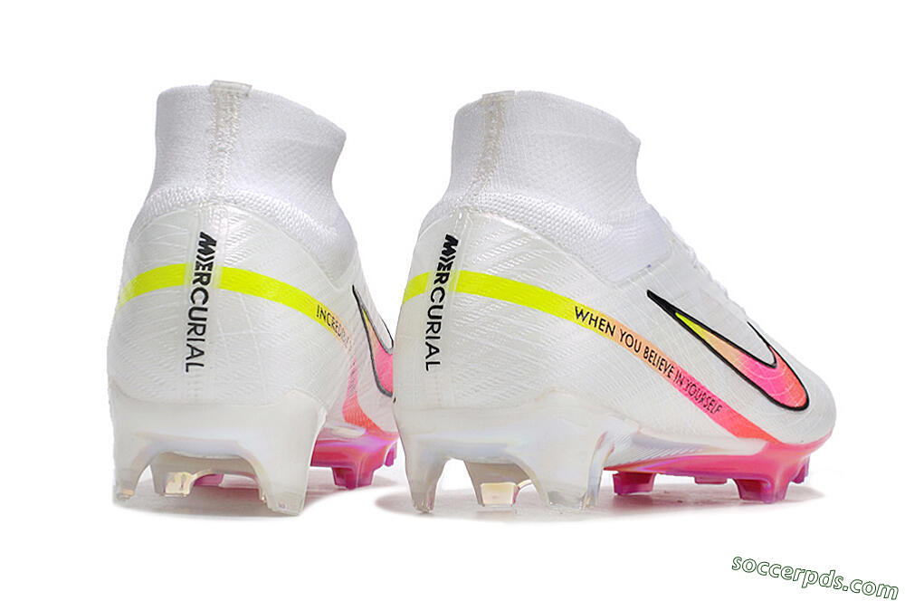 Nike Air Zoom Mercurial Superfly 9 Elite FG High-Tops Football Boots - White/Pink/Black 6