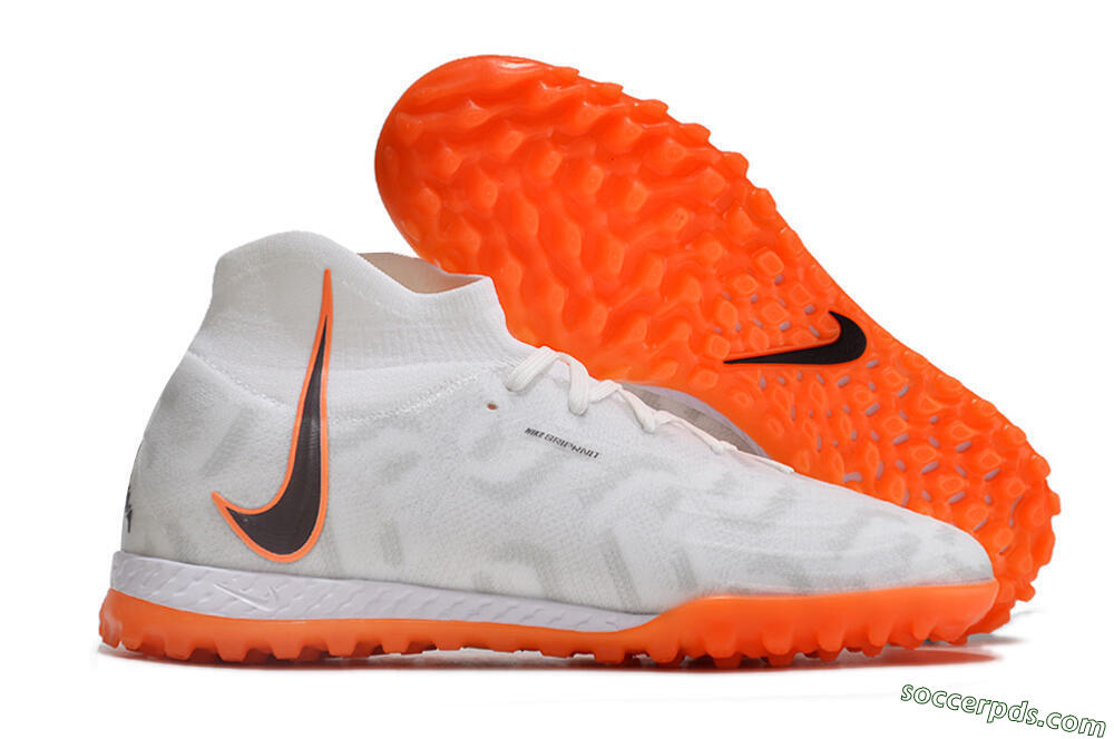 Nike Phantom Luna Elite NU TF High-Tops Football Shoes - White/Orange/Grey 1