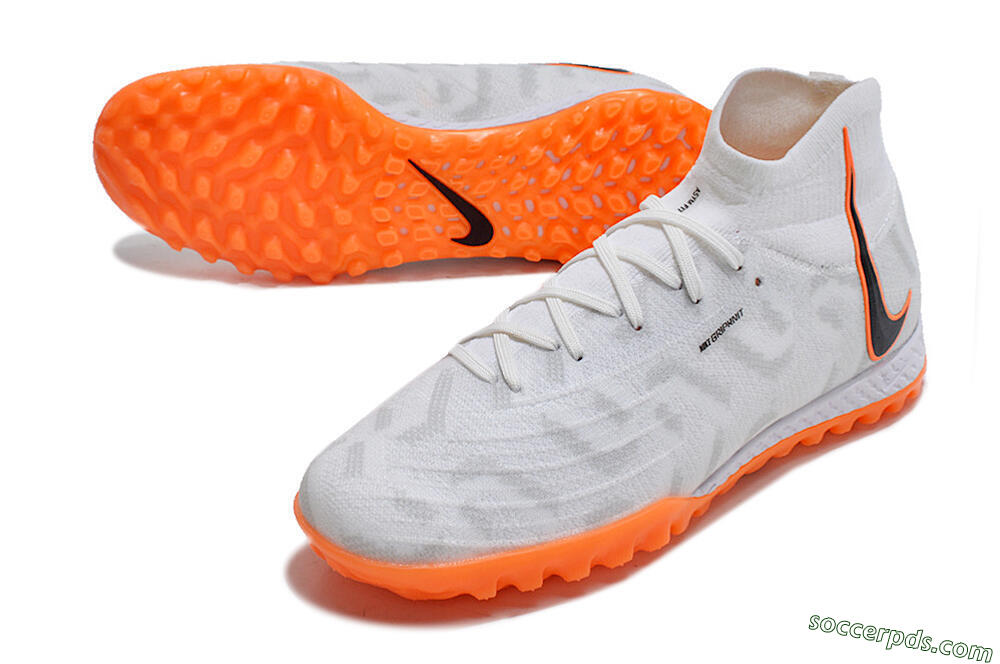 Nike Phantom Luna Elite NU TF High-Tops Football Shoes - White/Orange/Grey 3
