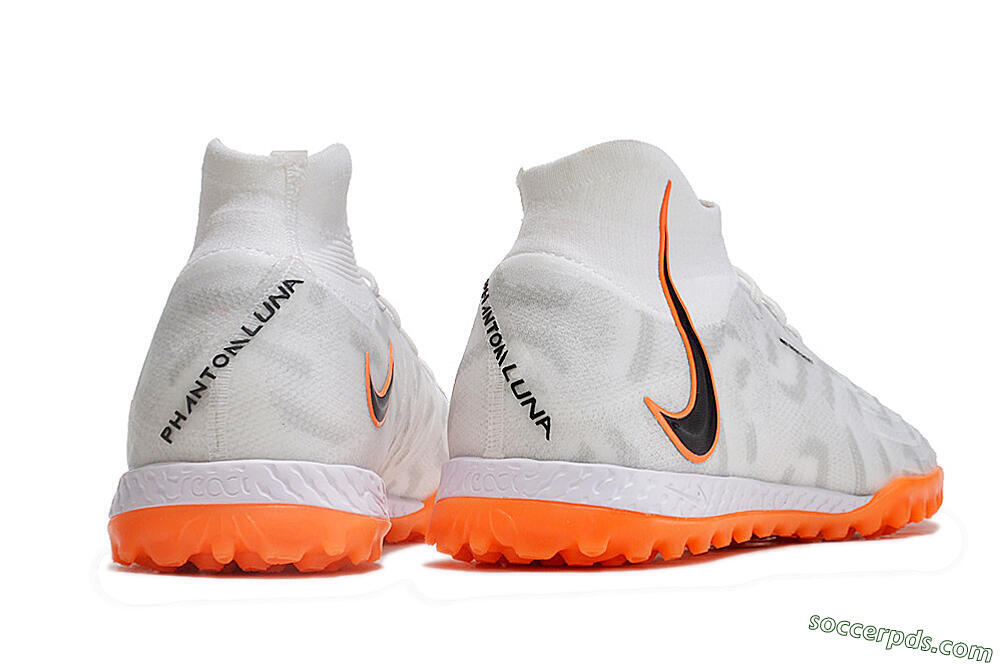 Nike Phantom Luna Elite NU TF High-Tops Football Shoes - White/Orange/Grey 6