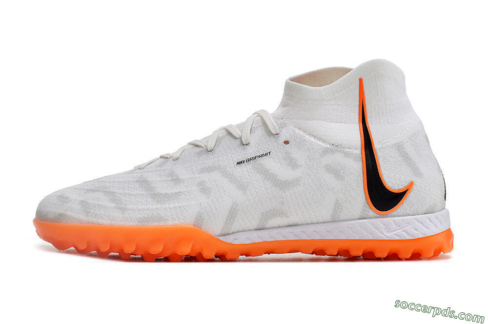Nike Phantom Luna Elite NU TF High-Tops Football Shoes - White/Orange/Grey 2
