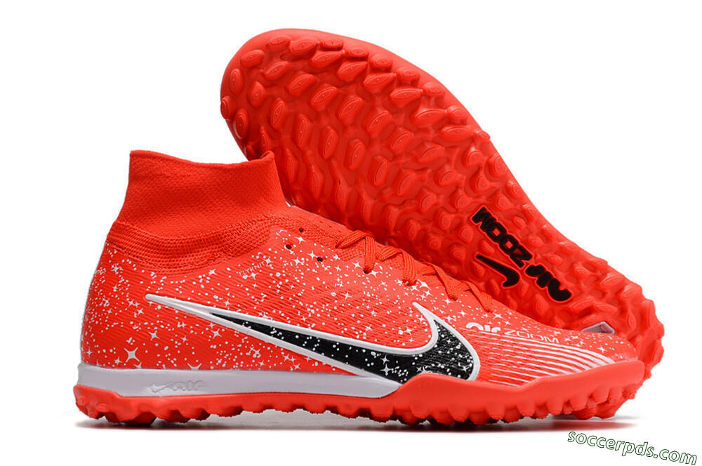 Nike Air Zoom Mercurial Superfly 9 Elite TF High-Tops Football Shoes - Red/White/Black 1