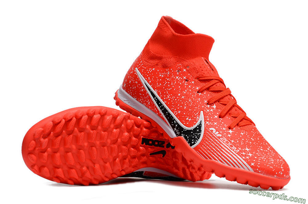 Nike Air Zoom Mercurial Superfly 9 Elite TF High-Tops Football Shoes - Red/White/Black 3