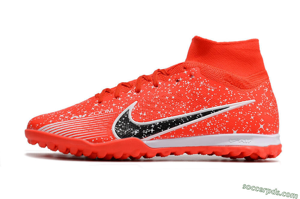 Nike Air Zoom Mercurial Superfly 9 Elite TF High-Tops Football Shoes - Red/White/Black 2