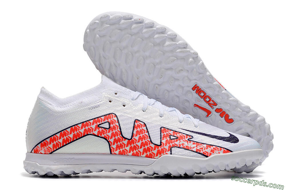 Nike Air Zoom Mercurial Vapor 15 Elite TF Low-Tops Football Shoes - White/Red/Black 1