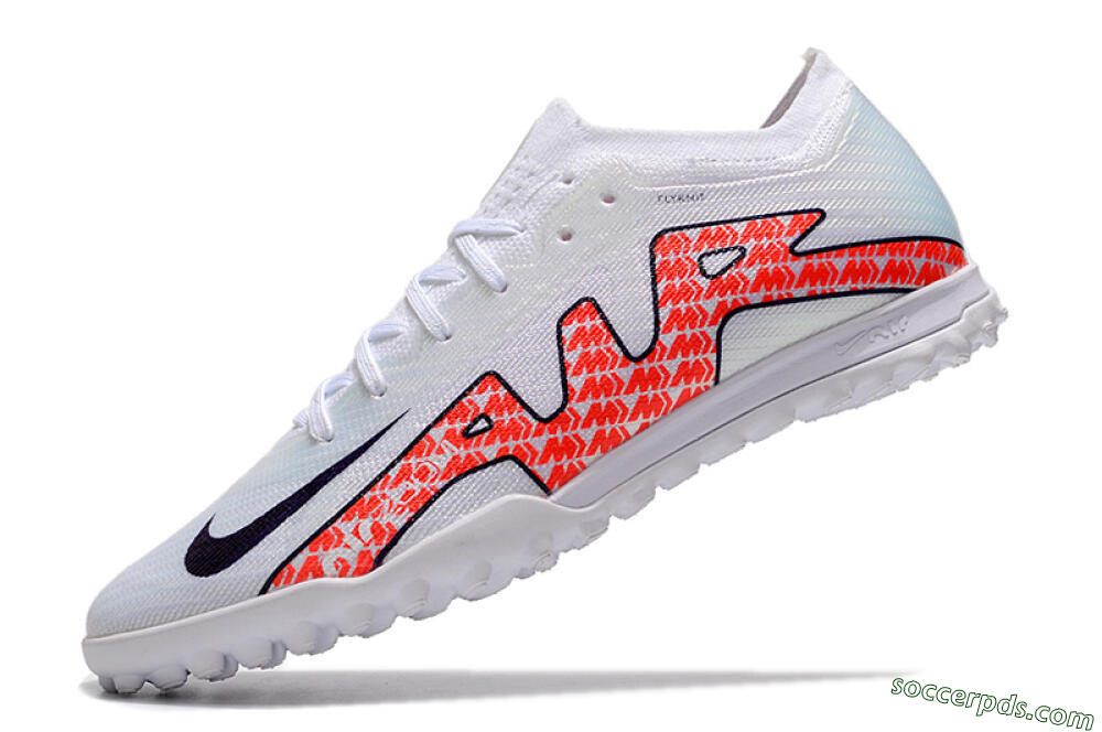 Nike Air Zoom Mercurial Vapor 15 Elite TF Low-Tops Football Shoes - White/Red/Black 5
