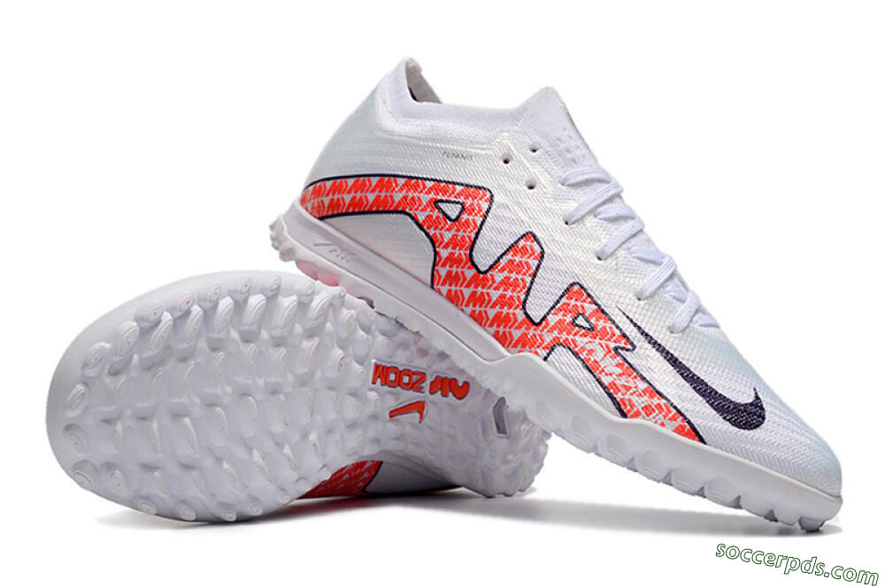 Nike Air Zoom Mercurial Vapor 15 Elite TF Low-Tops Football Shoes - White/Red/Black 3
