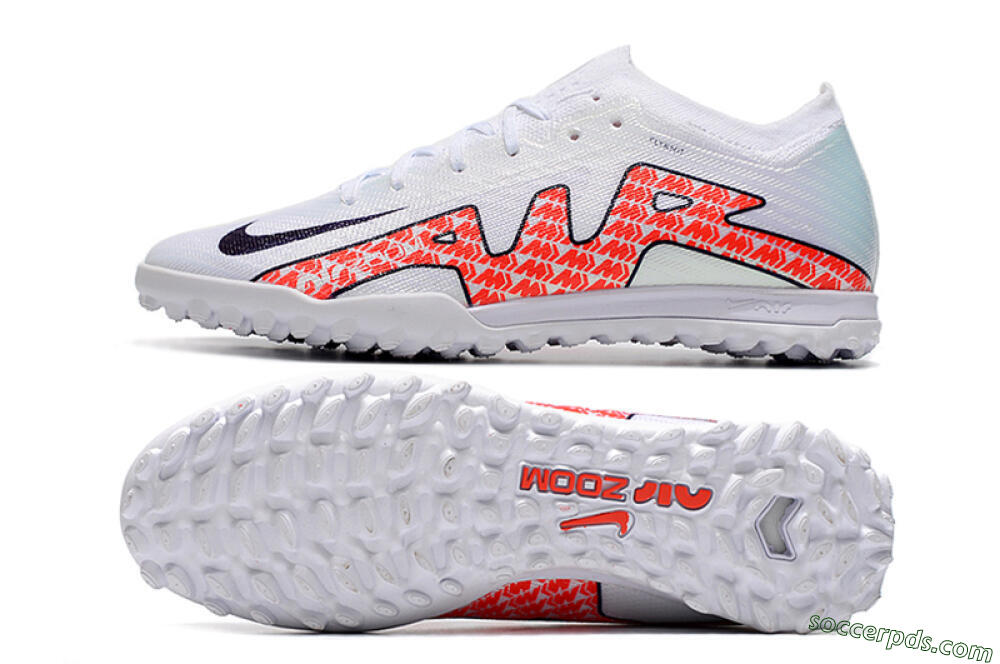 Nike Air Zoom Mercurial Vapor 15 Elite TF Low-Tops Football Shoes - White/Red/Black 0