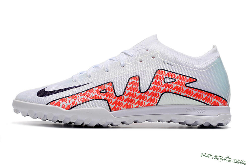 Nike Air Zoom Mercurial Vapor 15 Elite TF Low-Tops Football Shoes - White/Red/Black 2