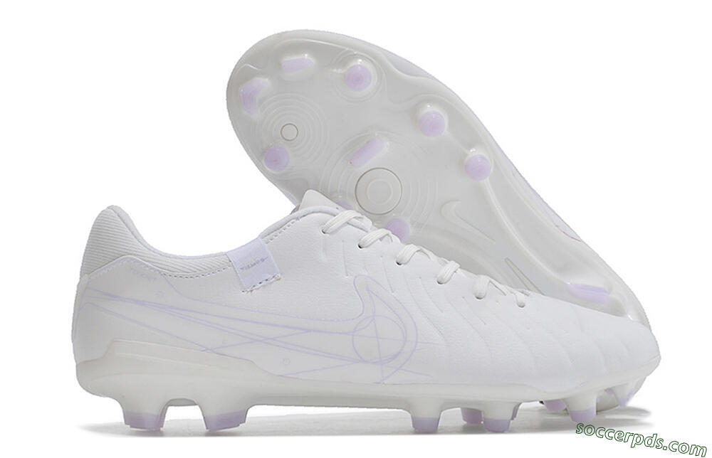 Nike Tiempo Legend 10 Academy FG Low-Tops Football Boots - White/Purple 1