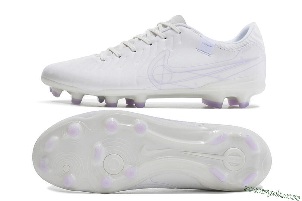 Nike Tiempo Legend 10 Academy FG Low-Tops Football Boots - White/Purple 0