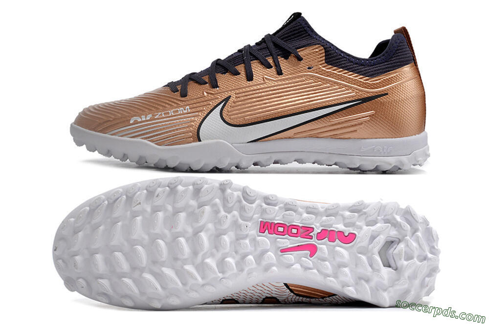 Nike Air Zoom Mercurial Vapor 15 Pro TF Low-Tops Football Shoes - Rose Gold/Black/White 0