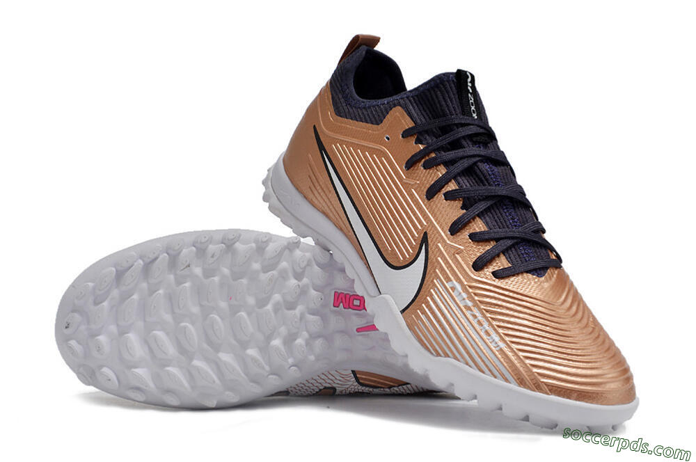 Nike Air Zoom Mercurial Vapor 15 Pro TF Low-Tops Football Shoes - Rose Gold/Black/White 3