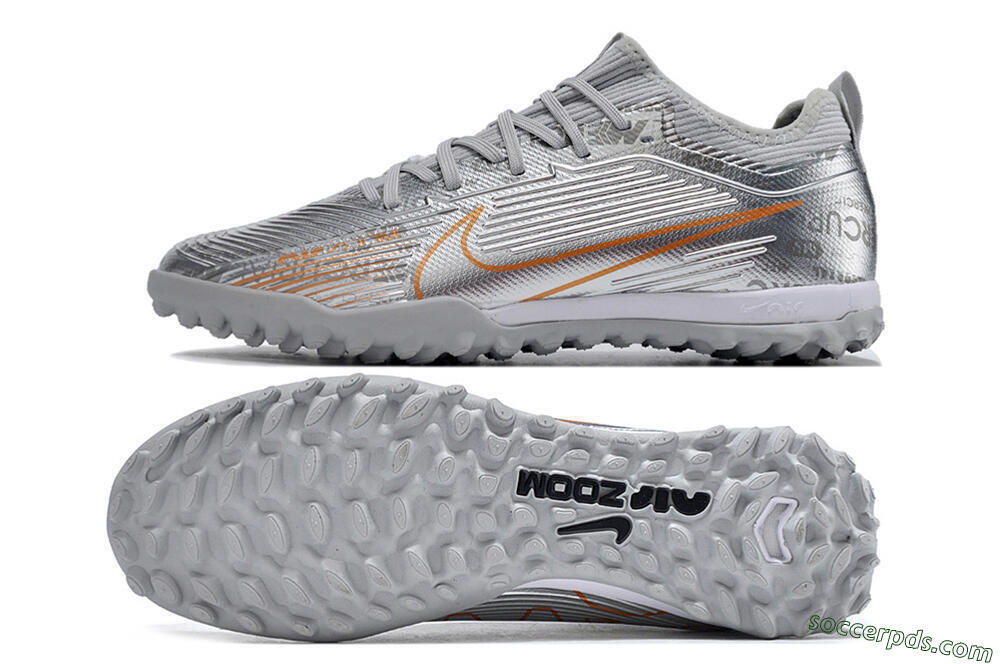 Nike Air Zoom Mercurial Vapor 15 Pro TF Low-Tops Football Shoes - Silver/Gold/Black 0