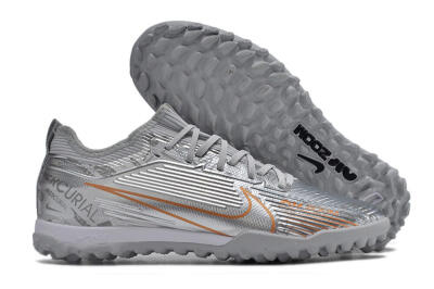 Nike Air Zoom Mercurial Vapor 15 Pro TF Low-Tops Football Shoes - Silver/Gold/Black