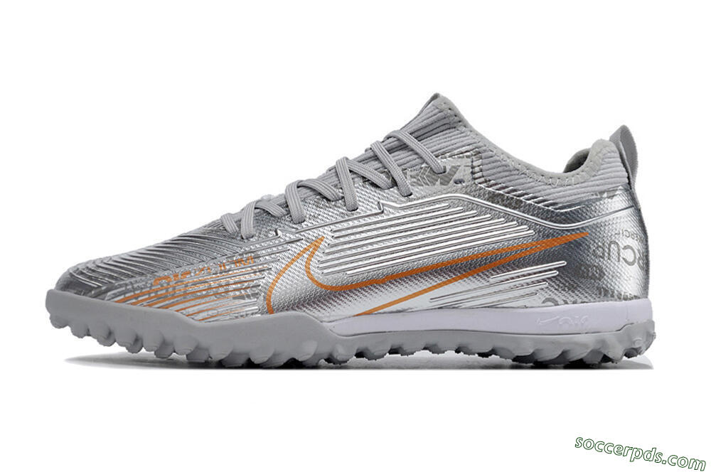 Nike Air Zoom Mercurial Vapor 15 Pro TF Low-Tops Football Shoes - Silver/Gold/Black 2
