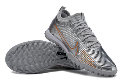 Nike Air Zoom Mercurial Vapor 15 Pro TF Low-Tops Football Shoes - Silver/Gold/Black