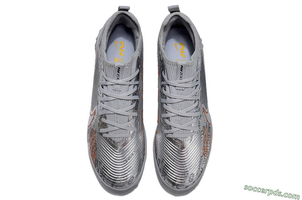 Nike Air Zoom Mercurial Vapor 15 Pro TF Low-Tops Football Shoes - Silver/Gold/Black 4