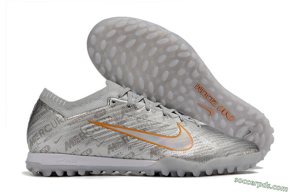 Nike Air Zoom Mercurial Vapor 15 Elite TF Low-Tops Football Shoes - Silver/Gold 1
