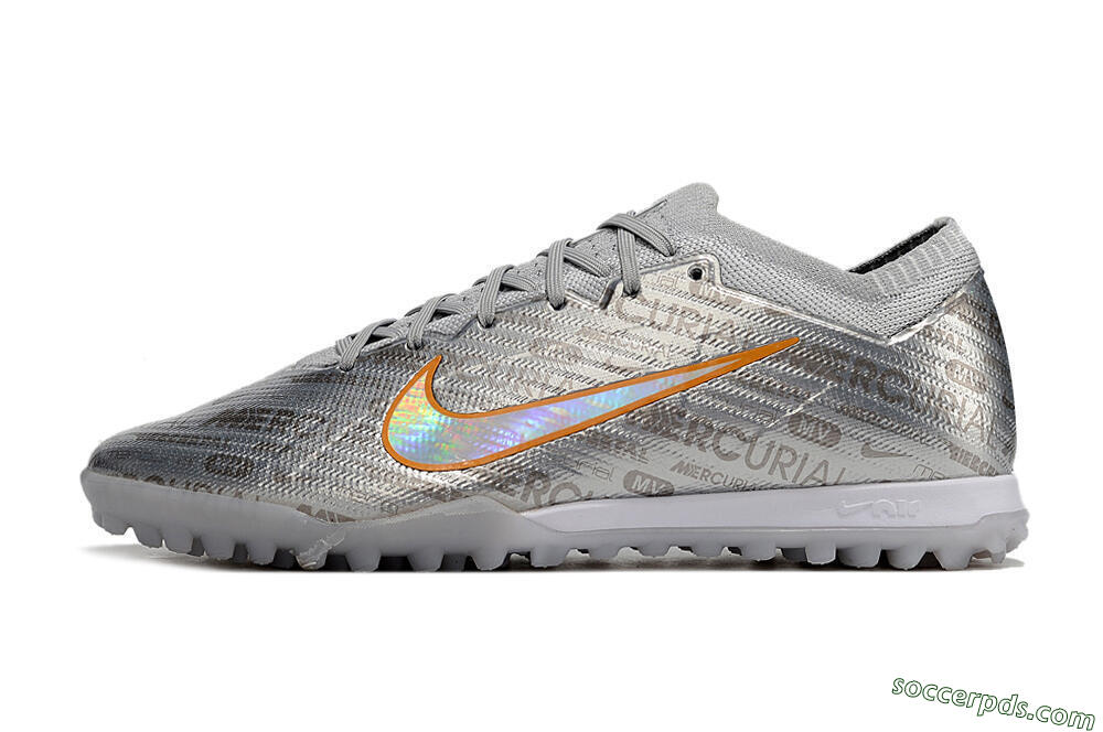 Nike Air Zoom Mercurial Vapor 15 Elite TF Low-Tops Football Shoes - Silver/Gold 2