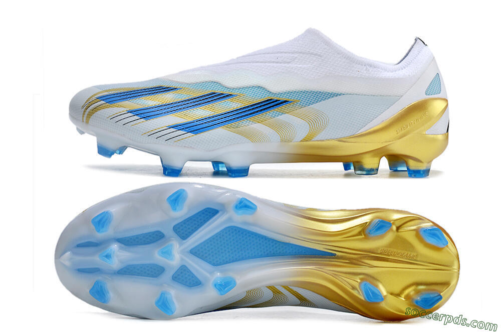 Adidas X Crazyfast.1 FG Low-Tops Football Boots - White/Blue/Gold 0