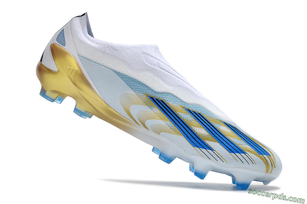 Adidas X Crazyfast.1 FG Low-Tops Football Boots - White/Blue/Gold 4