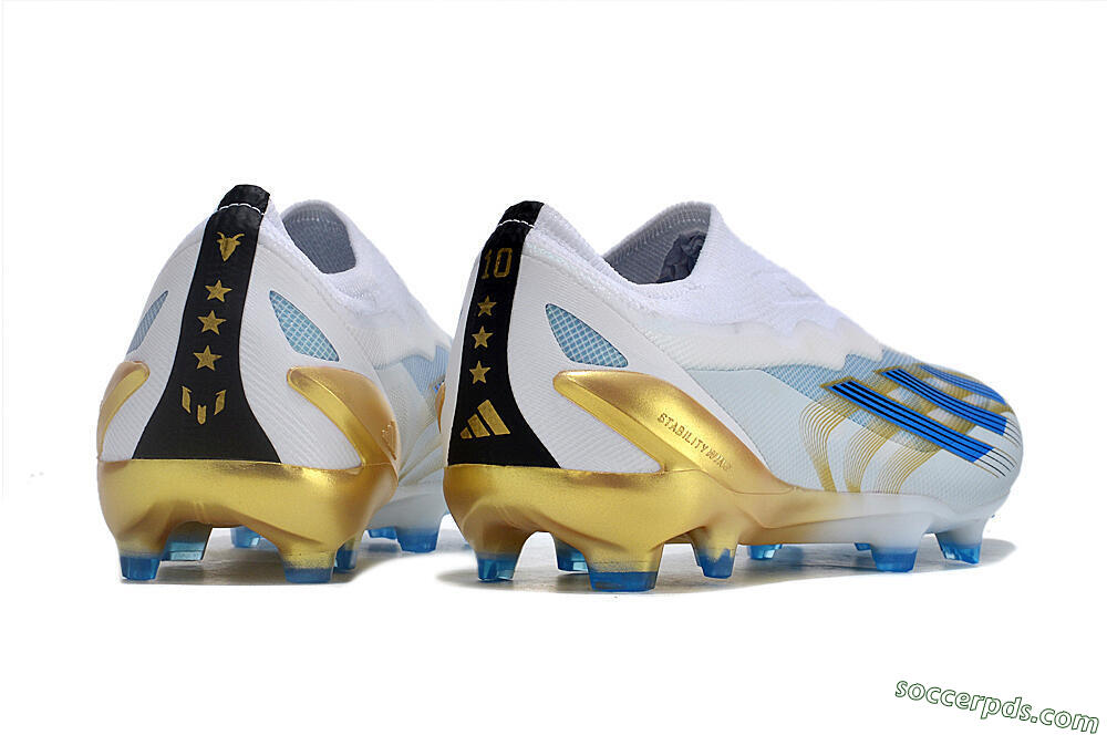 Adidas X Crazyfast.1 FG Low-Tops Football Boots - White/Blue/Gold 6