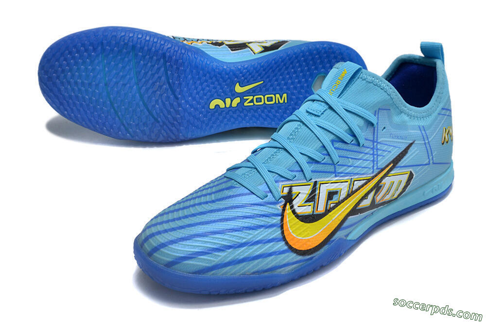 Nike Air Zoom Mercurial Vapor 15 Elite IC Low-Tops Football Shoes - Blue/Yellow/Orange/White 3