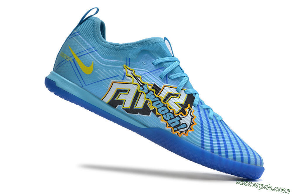 Nike Air Zoom Mercurial Vapor 15 Elite IC Low-Tops Football Shoes - Blue/Yellow/Orange/White 4