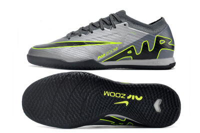 Nike Air Zoom Mercurial Vapor 15 Elite IC Low-Tops Football Shoes - Silver/Grey/Black/Green