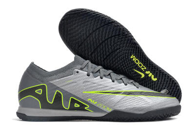 Nike Air Zoom Mercurial Vapor 15 Elite IC Low-Tops Football Shoes - Silver/Grey/Black/Green