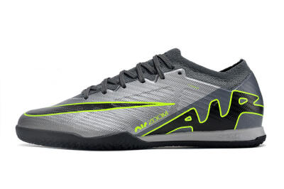 Nike Air Zoom Mercurial Vapor 15 Elite IC Low-Tops Football Shoes - Silver/Grey/Black/Green