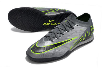 Nike Air Zoom Mercurial Vapor 15 Elite IC Low-Tops Football Shoes - Silver/Grey/Black/Green