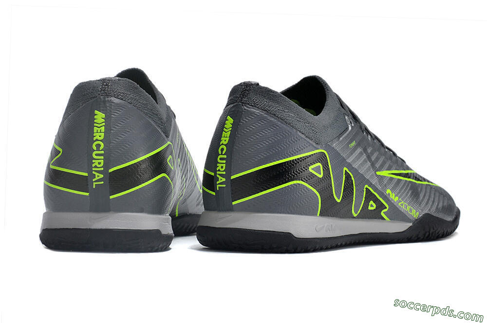 Nike Air Zoom Mercurial Vapor 15 Elite IC Low-Tops Football Shoes - Silver/Grey/Black/Green 6