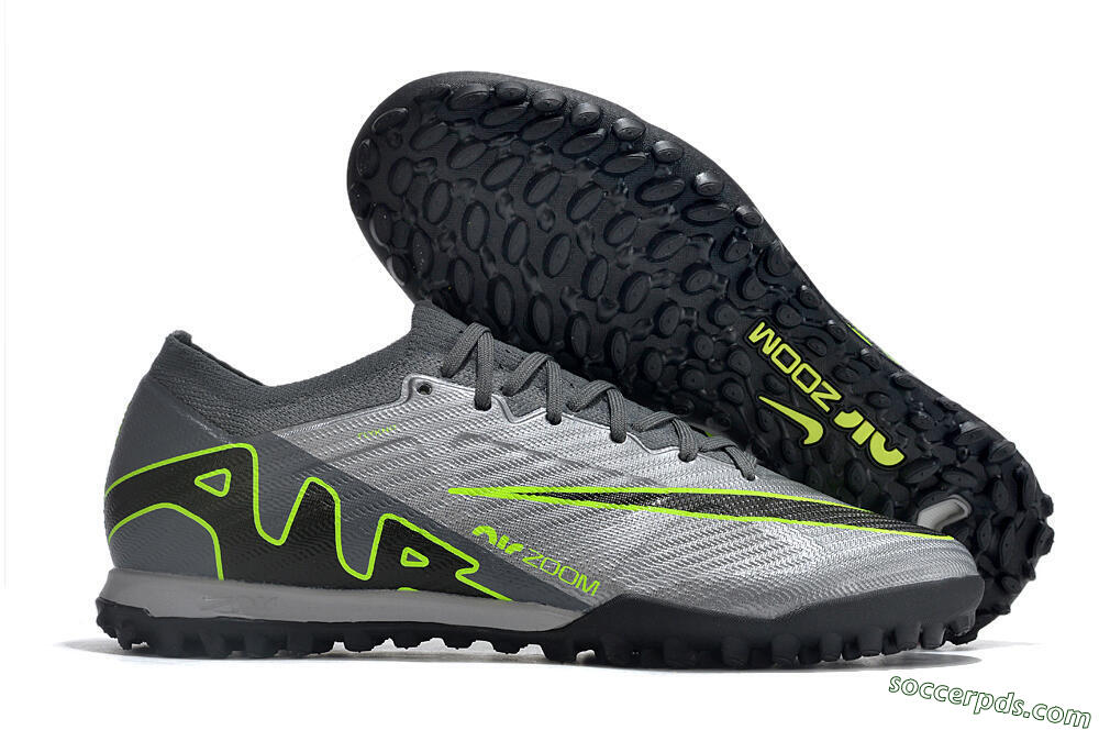 Nike Air Zoom Mercurial Vapor 15 Elite TF Low-Tops Football Shoes - Silver/Grey/Black/Green 1