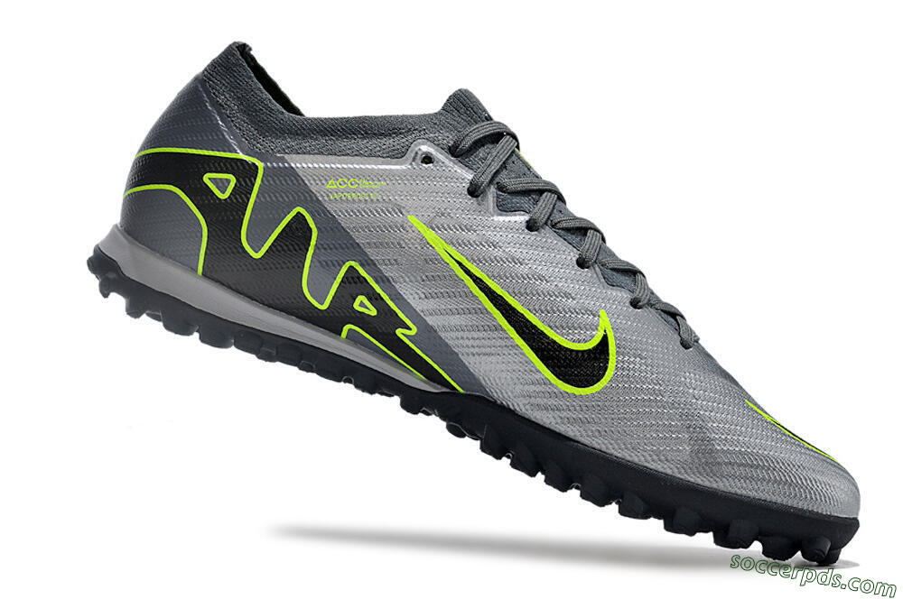 Nike Air Zoom Mercurial Vapor 15 Elite TF Low-Tops Football Shoes - Silver/Grey/Black/Green 4