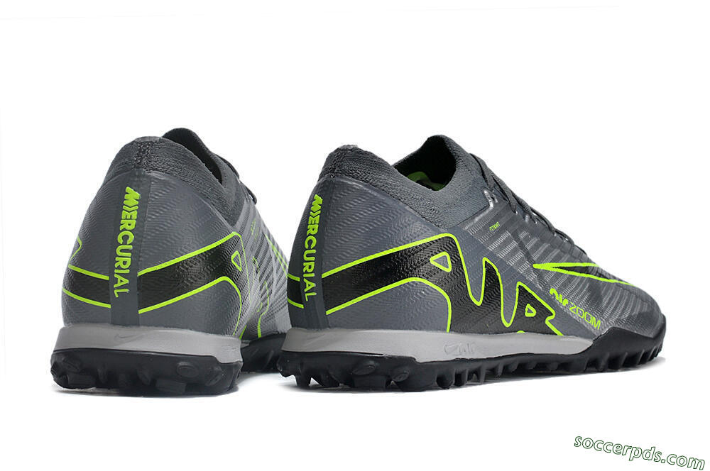 Nike Air Zoom Mercurial Vapor 15 Elite TF Low-Tops Football Shoes - Silver/Grey/Black/Green 6