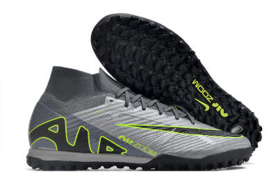 Nike Air Zoom Mercurial Superfly 9 Elite TF High-Tops Football Shoes - Silver/Grey/Black/Green