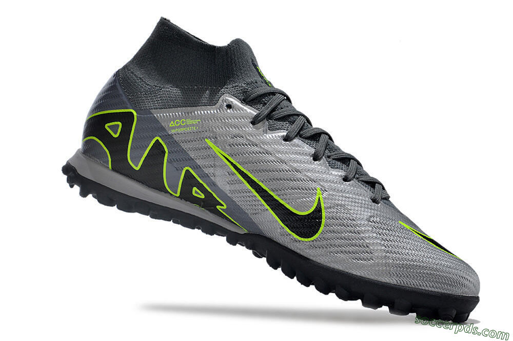 Nike Air Zoom Mercurial Superfly 9 Elite TF High-Tops Football Shoes - Silver/Grey/Black/Green 4