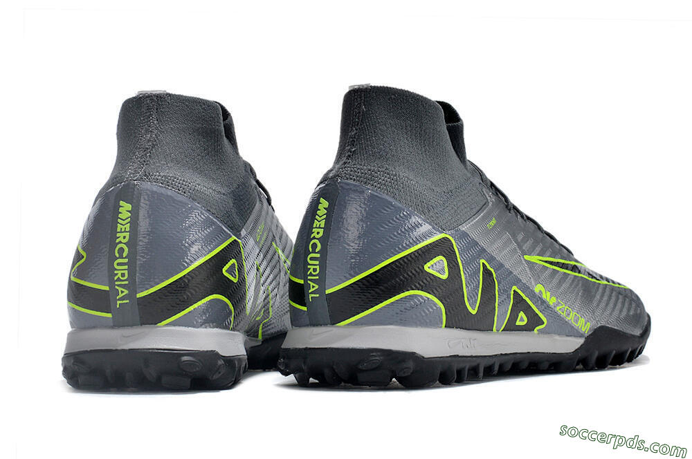 Nike Air Zoom Mercurial Superfly 9 Elite TF High-Tops Football Shoes - Silver/Grey/Black/Green 6