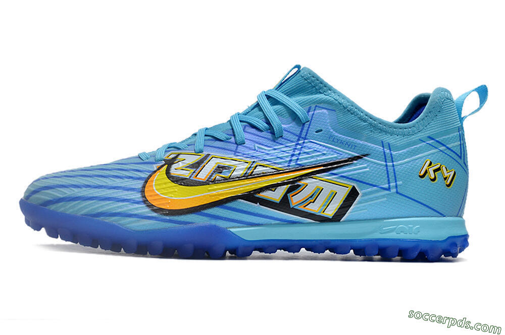 Nike Air Zoom Mercurial Vapor 15 Pro TF Low-Tops Football Shoes - Blue/Yellow/Orange/White 2