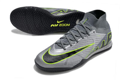 Nike Air Zoom Mercurial Superfly 9 Elite IC High-Tops Football Shoes - Silver/Grey/Black/Green