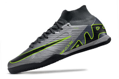 Nike Air Zoom Mercurial Superfly 9 Elite IC High-Tops Football Shoes - Silver/Grey/Black/Green