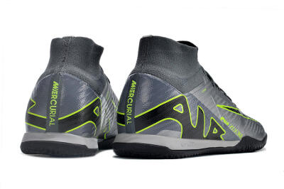 Nike Air Zoom Mercurial Superfly 9 Elite IC High-Tops Football Shoes - Silver/Grey/Black/Green