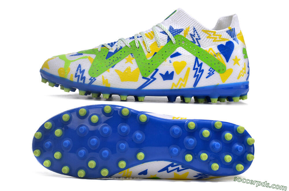 Puma Future Ultimate MG Low-Tops Football Boots - White/Yellow/Blue 0