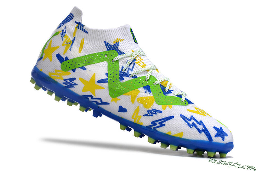 Puma Future Ultimate MG Low-Tops Football Boots - White/Yellow/Blue 4