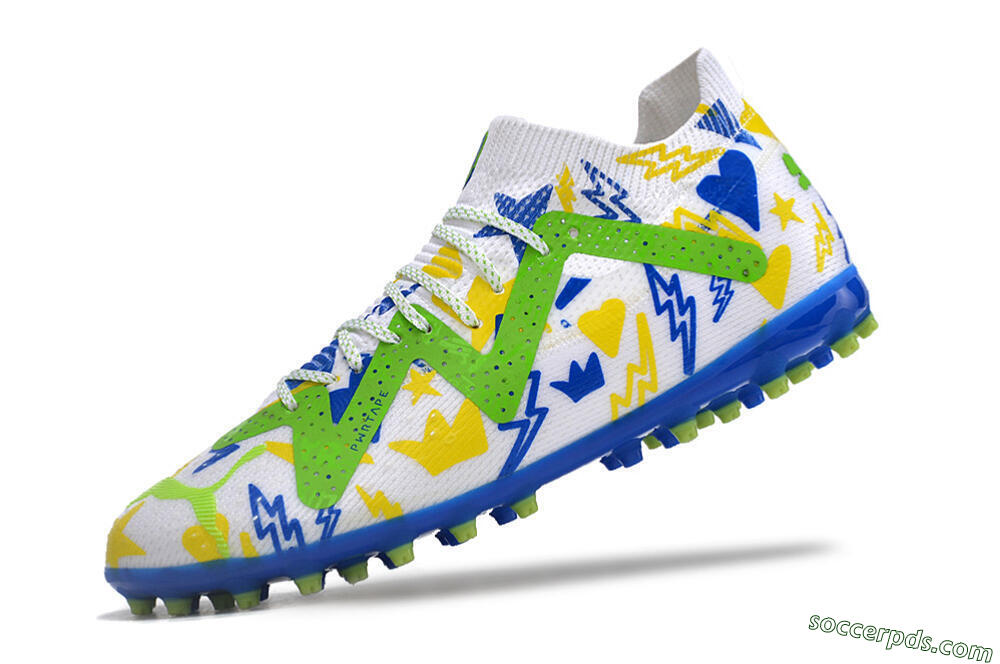 Puma Future Ultimate MG Low-Tops Football Boots - White/Yellow/Blue 5