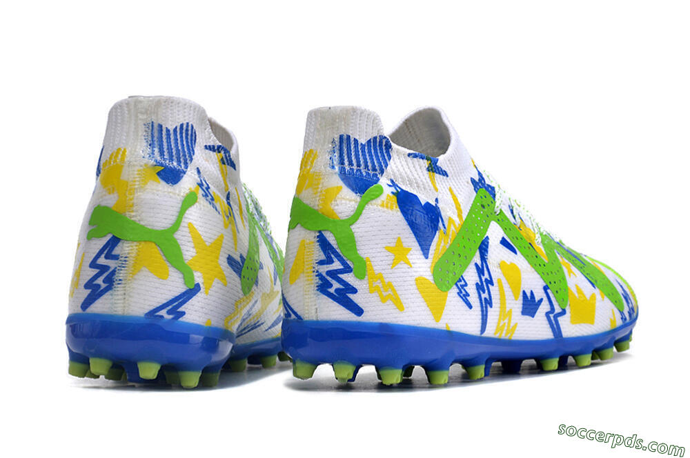 Puma Future Ultimate MG Low-Tops Football Boots - White/Yellow/Blue 6